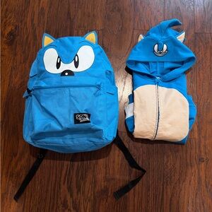 {Sonic The Hedgehog} Kids Backpack and Hoodie Set